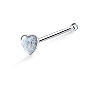 Colorless Heart Stone Bone Nose Stud NSKD-786